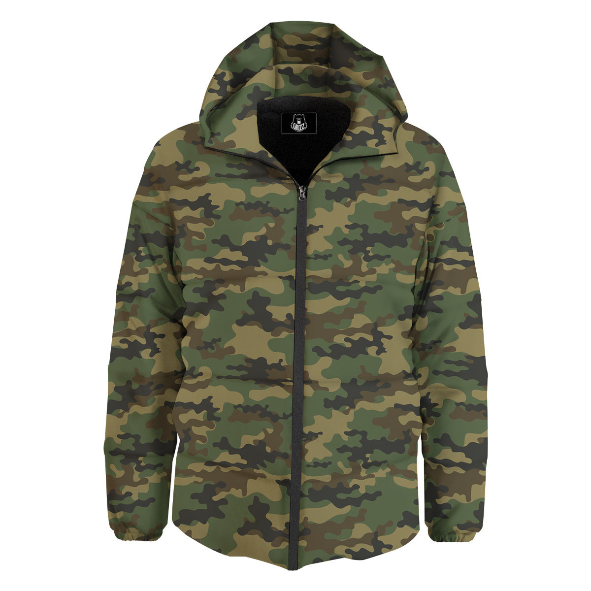 Camouflage Classic Green Print Down Jacket-grizzshop