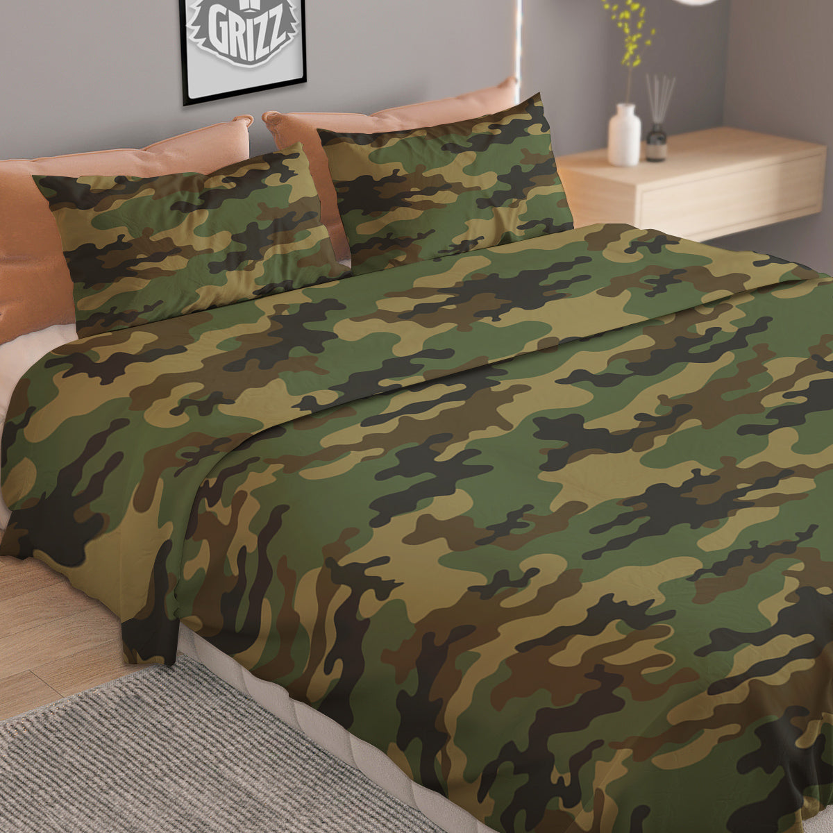 Cheetah Black And Green Print Duvet Cover Bedding Set