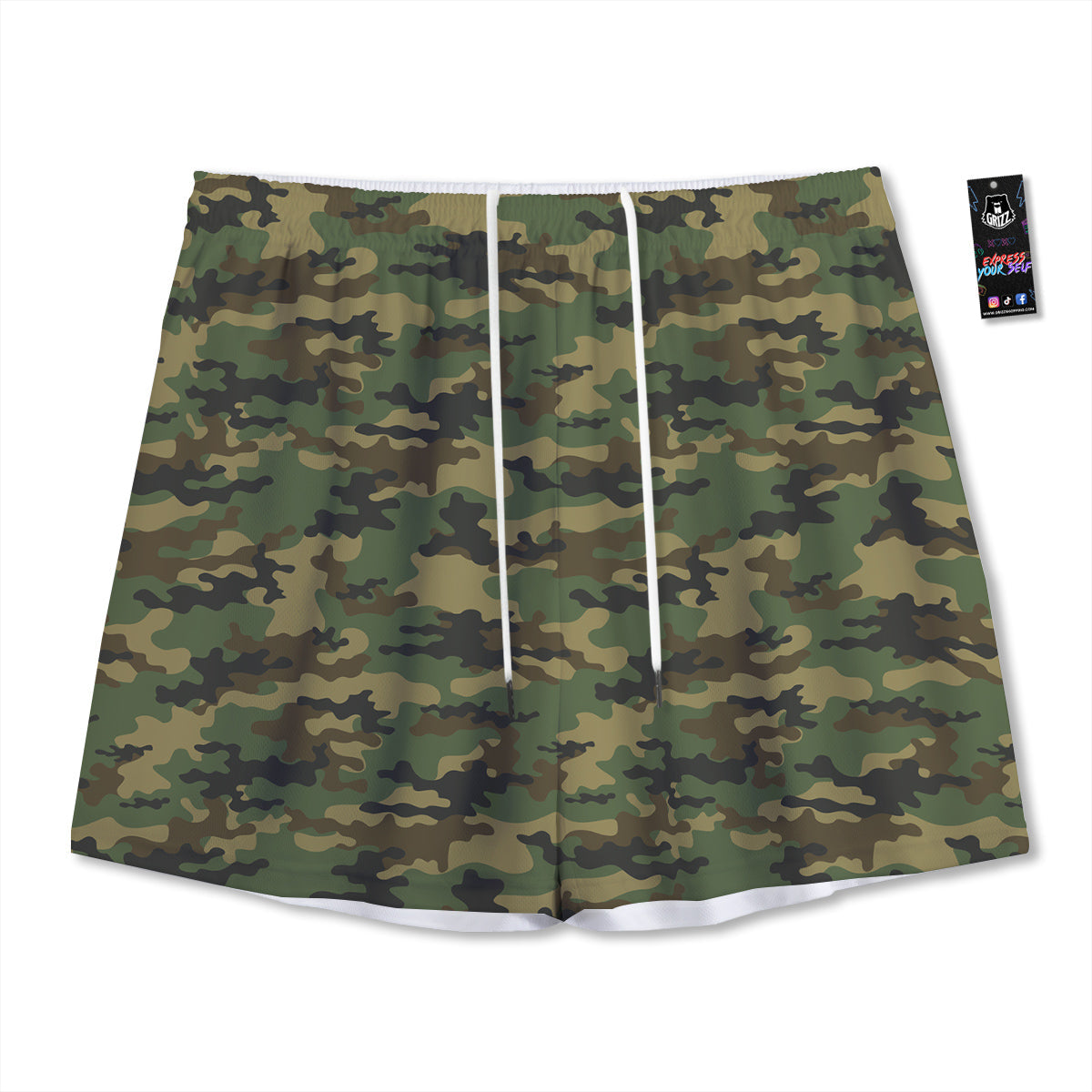 Cheetah Black And Green Print Mesh Shorts