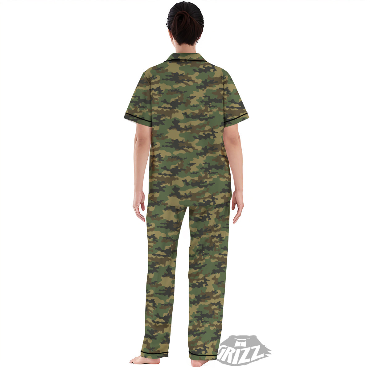 Camouflage Classic Green Print Women's Pajamas Set-grizzshop