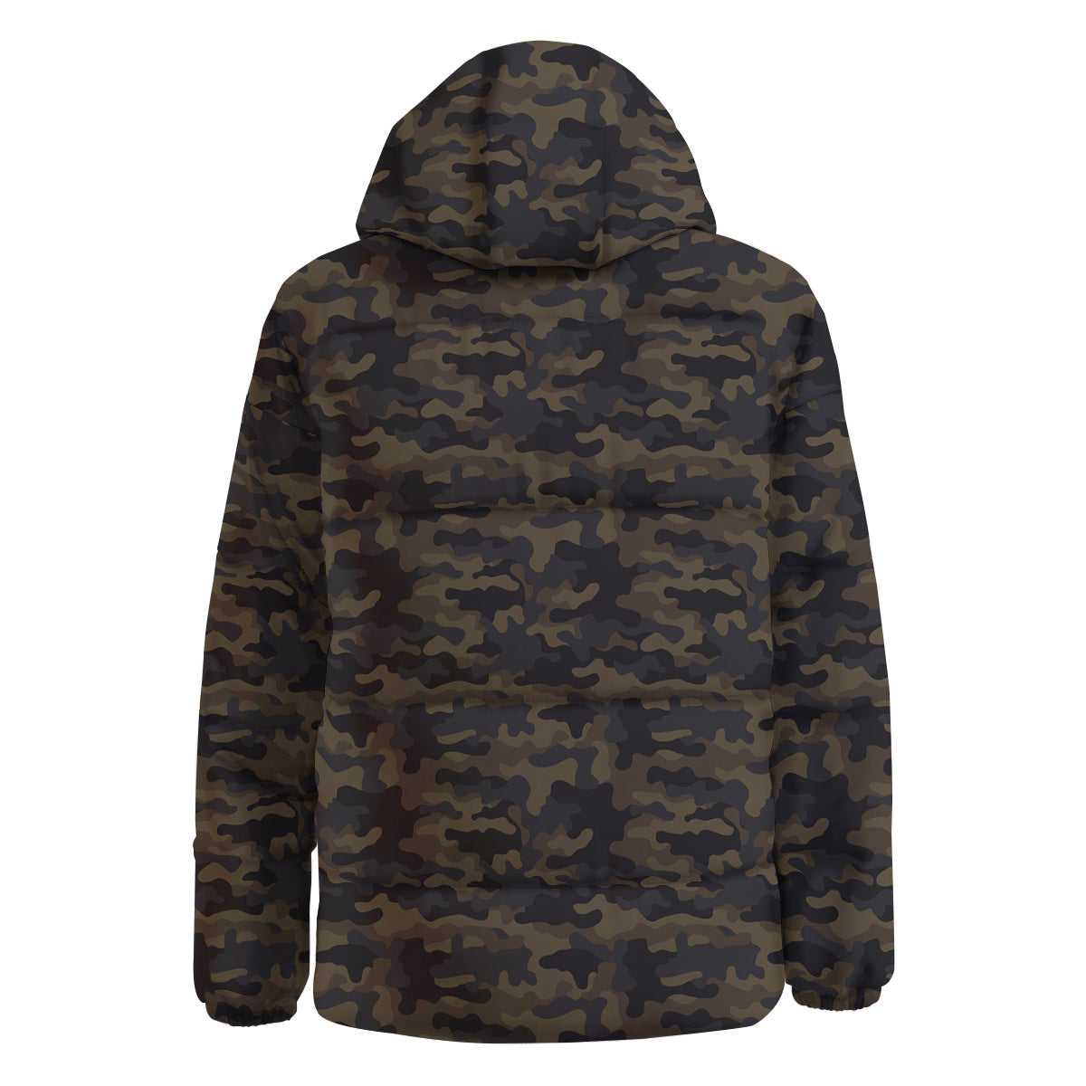 Camouflage Dark Brown Print Down Jacket-grizzshop