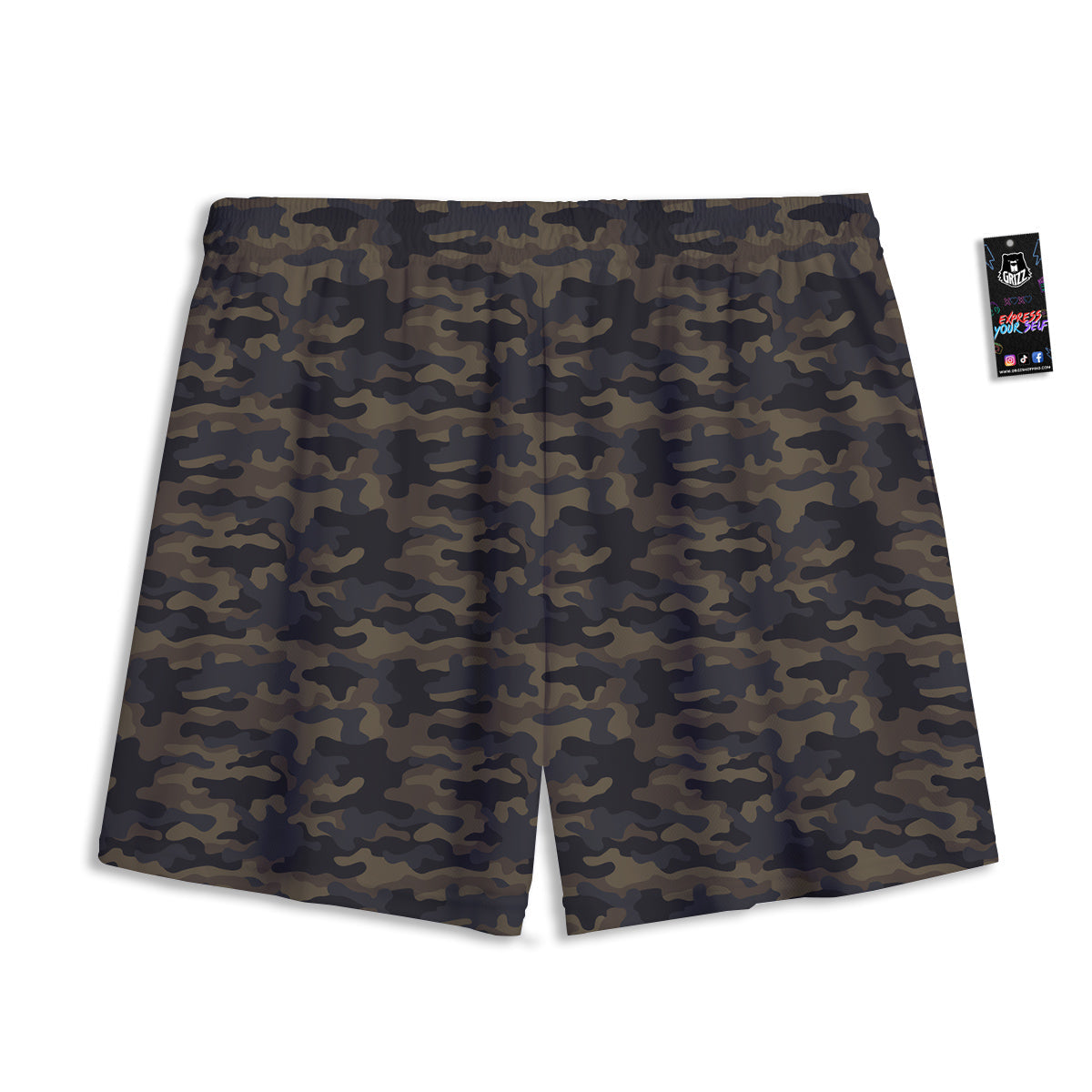 Camouflage Dark Brown Print Mesh Shorts