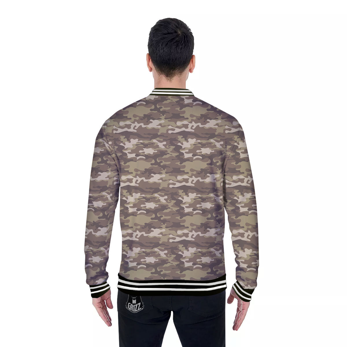 Camouflage Desert Print Baseball Jacket-grizzshop