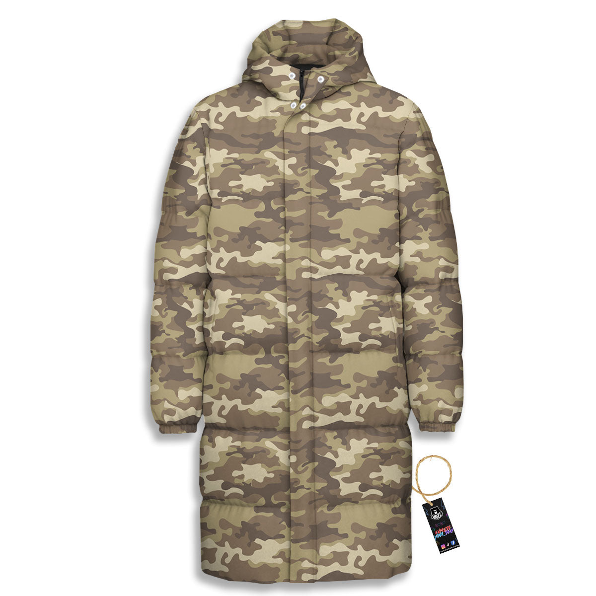 Camouflage Desert Print Long Down Jacket-grizzshop