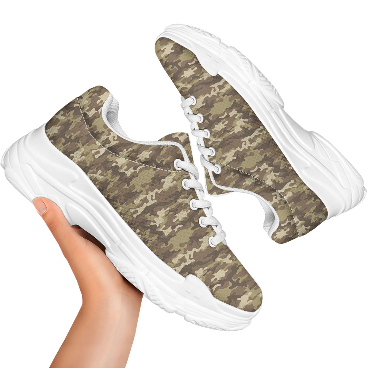 Camouflage Desert Print White Chunky Shoes-grizzshop