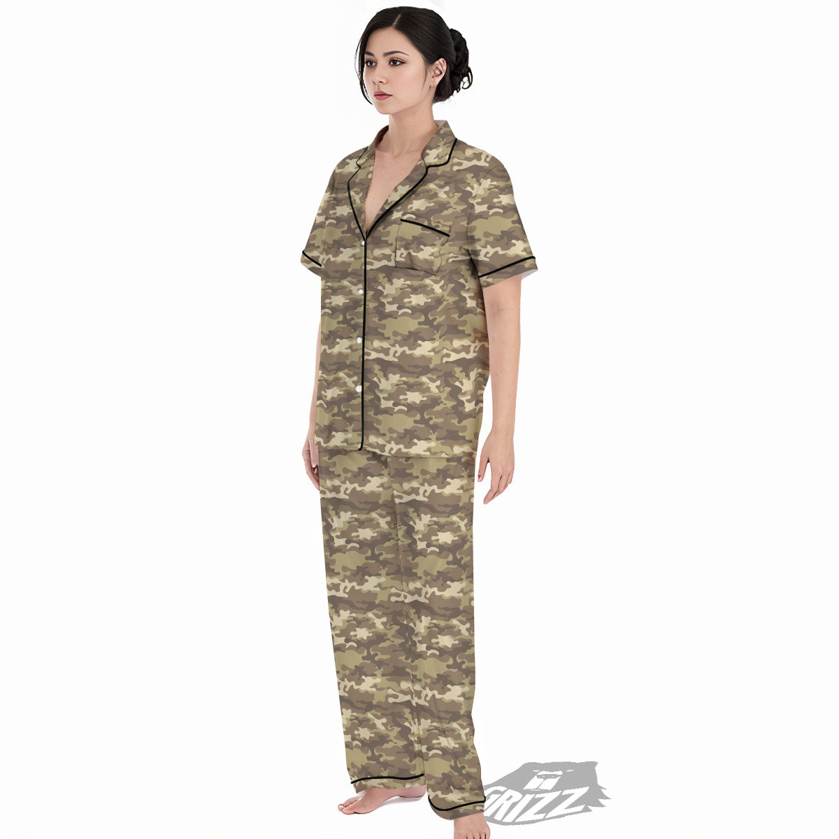 Camouflage Desert Print Women's Pajamas Set-grizzshop