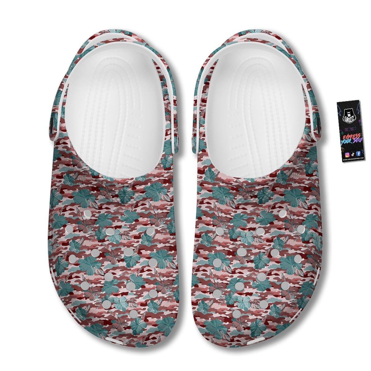 Camouflage Flower Colorful Aloha Print Clog-grizzshop