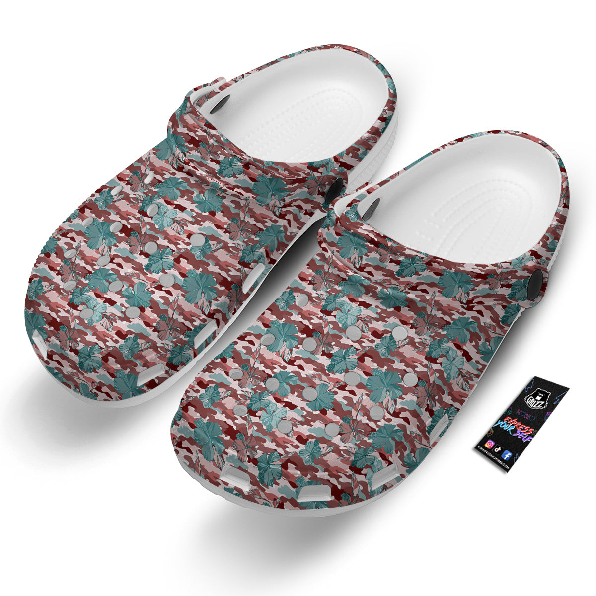 Camouflage Flower Colorful Aloha Print Clog-grizzshop