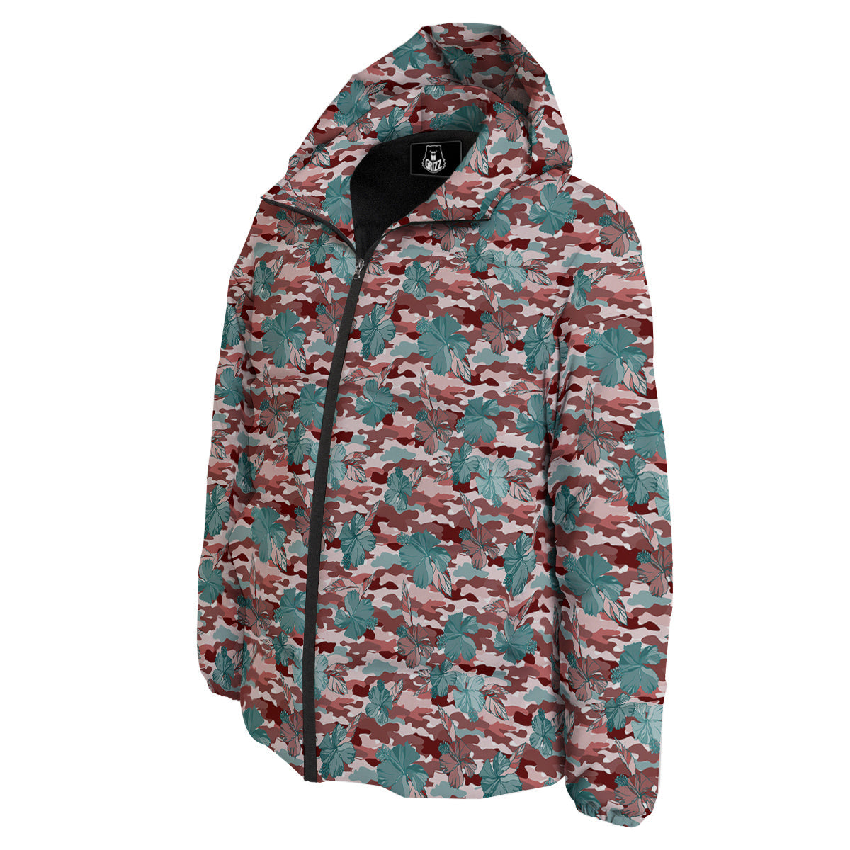 Camouflage Flower Colorful Aloha Print Down Jacket-grizzshop