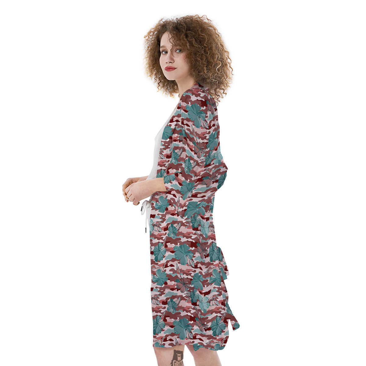 Camouflage Flower Colorful Aloha Print Kimono-grizzshop
