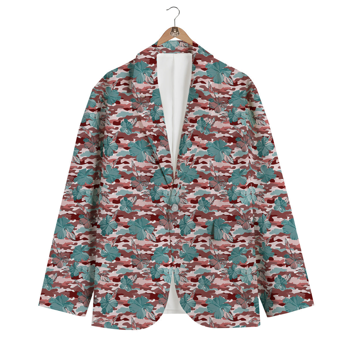 Camouflage Flower Colorful Aloha Print Men's Blazer-grizzshop