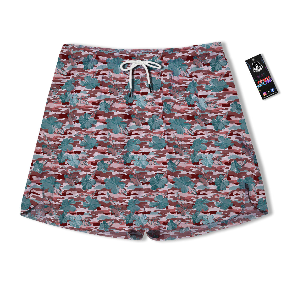 Camouflage Flower Colorful Aloha Print Men's Running Shorts-grizzshop
