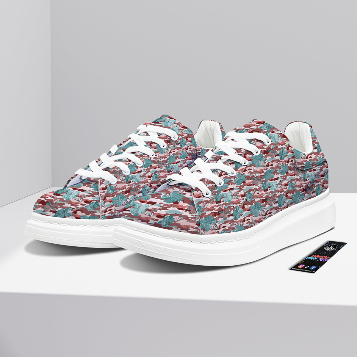 Camouflage Flower Colorful Aloha Print Platform Shoes-grizzshop