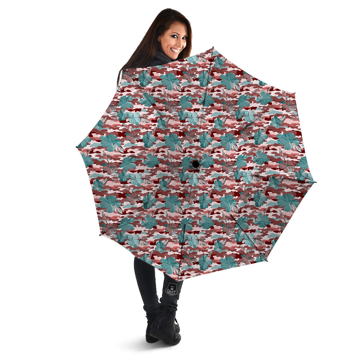 Camouflage Flower Colorful Aloha Print Umbrella-grizzshop