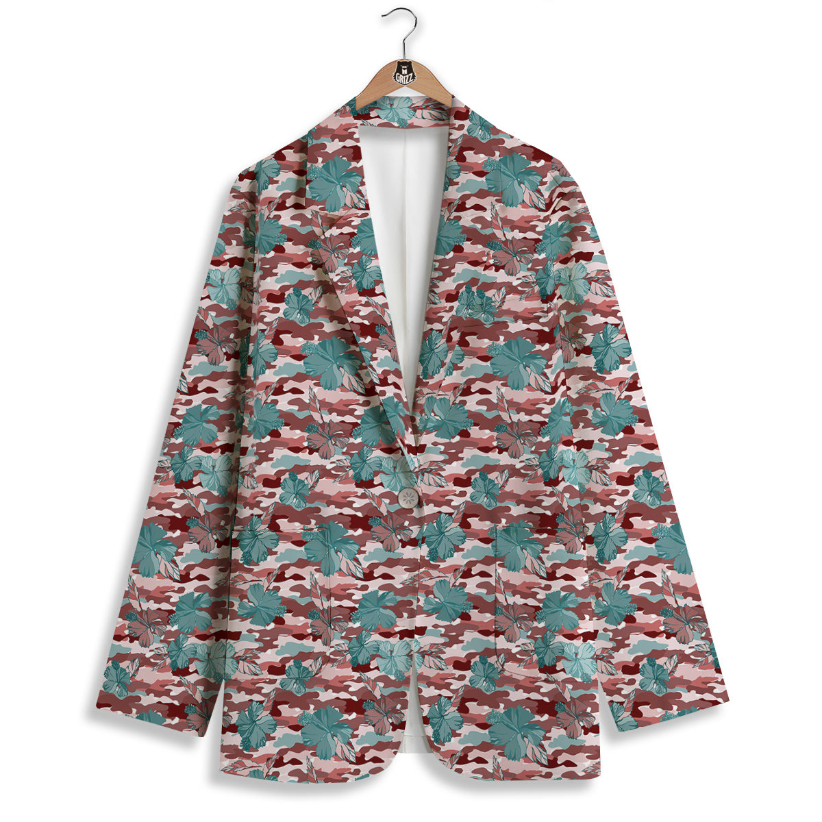 Camouflage Flower Colorful Aloha Print Women's Blazer-grizzshop