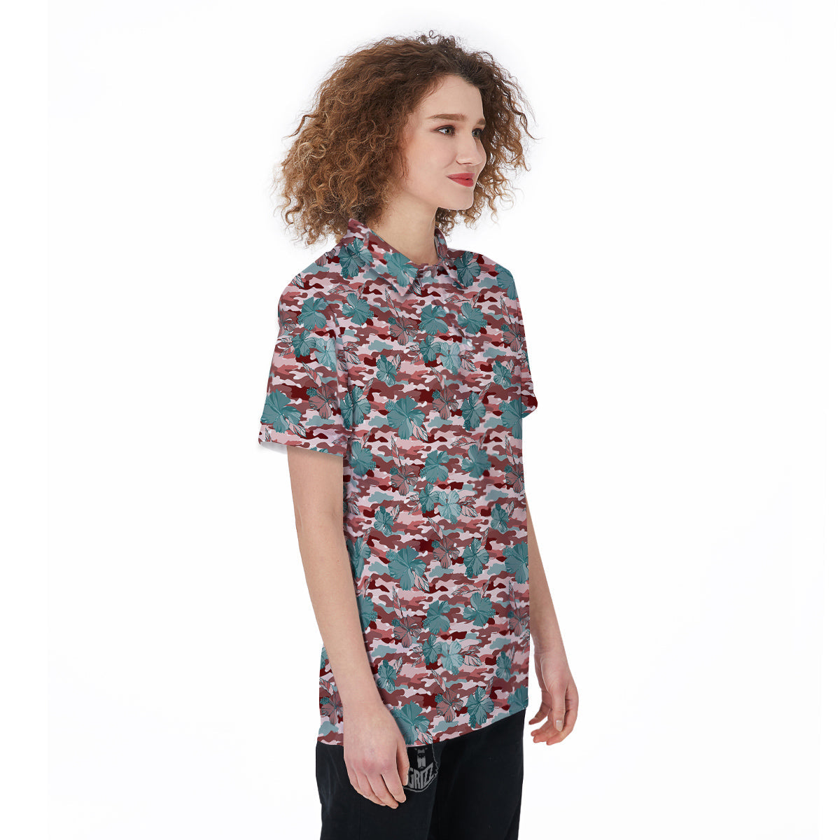 Camouflage Flower Colorful Aloha Print Women's Golf Shirts-grizzshop