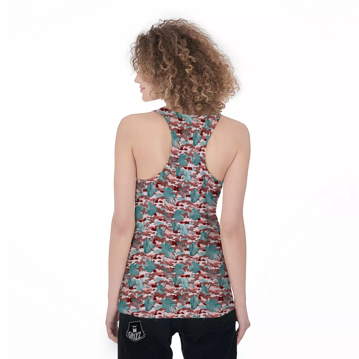 Camouflage Flower Colorful Aloha Print Women's Racerback Tank Top-grizzshop