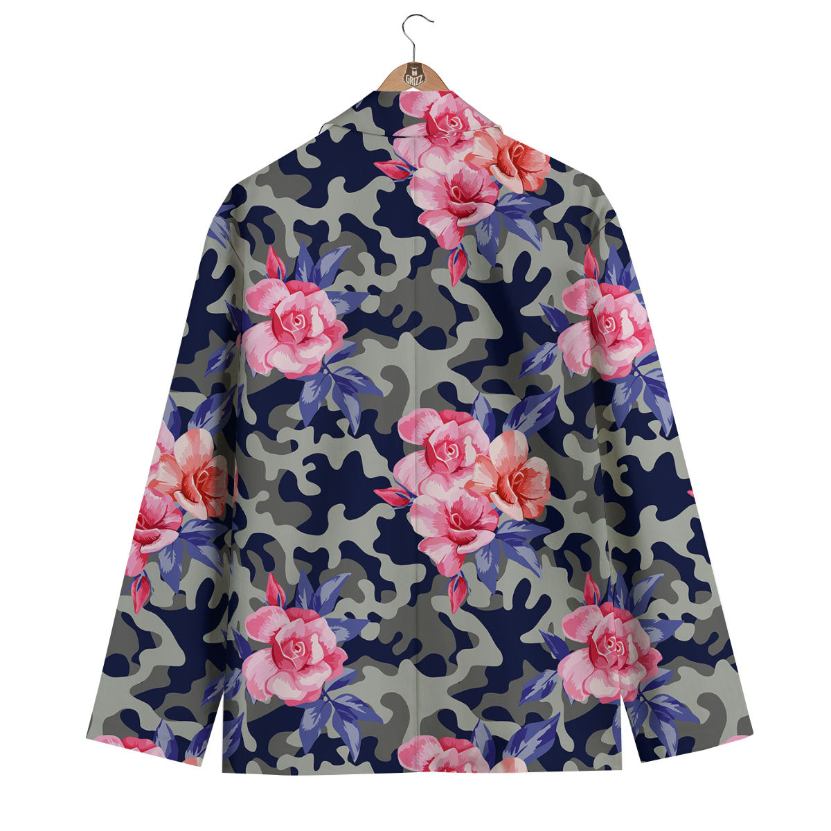 Camouflage Flower Pink Rose Print Men's Blazer-grizzshop