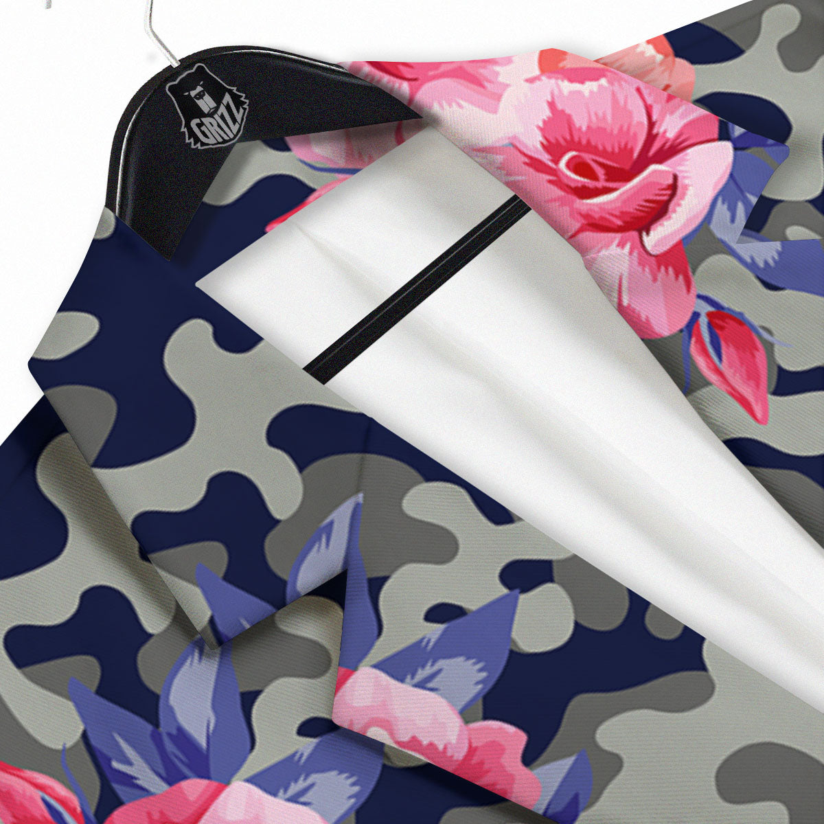Camouflage Flower Pink Rose Print Men's Sport Coat-grizzshop