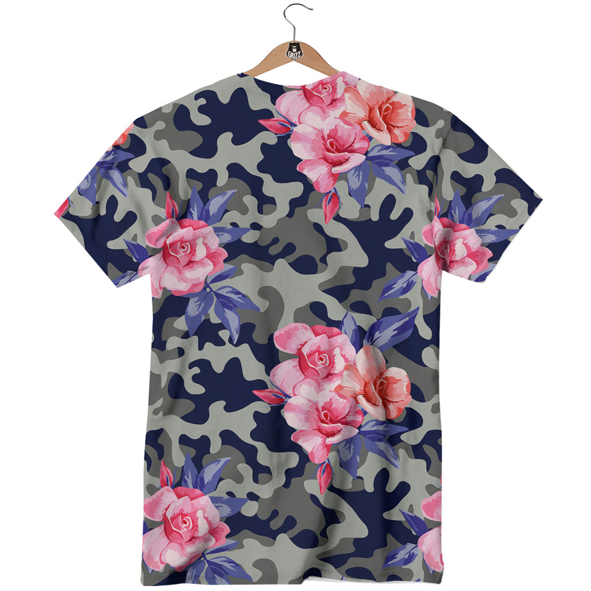 Camouflage Flower Pink Rose Print T-Shirt-grizzshop