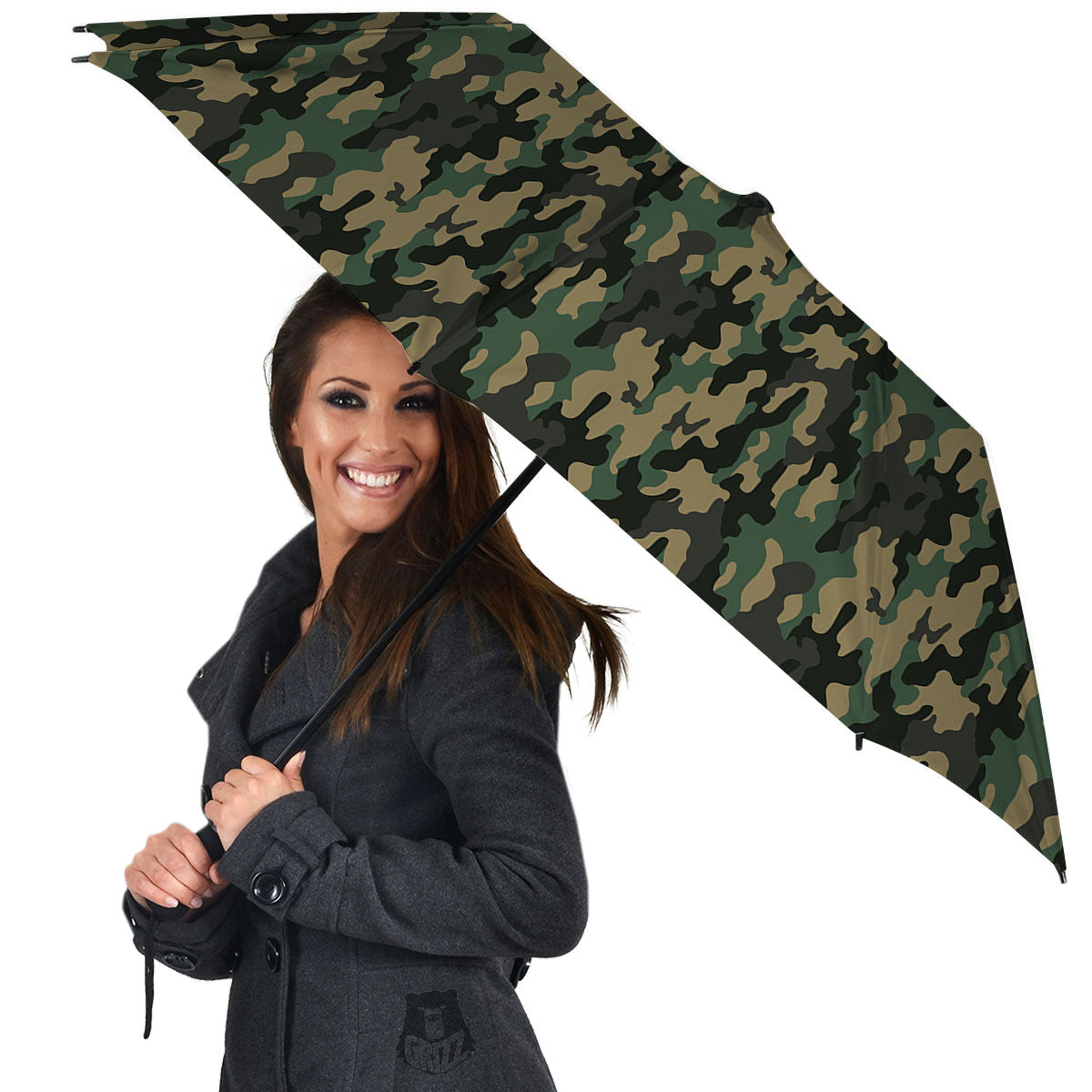 Camouflage Forest Green Print Umbrella-grizzshop