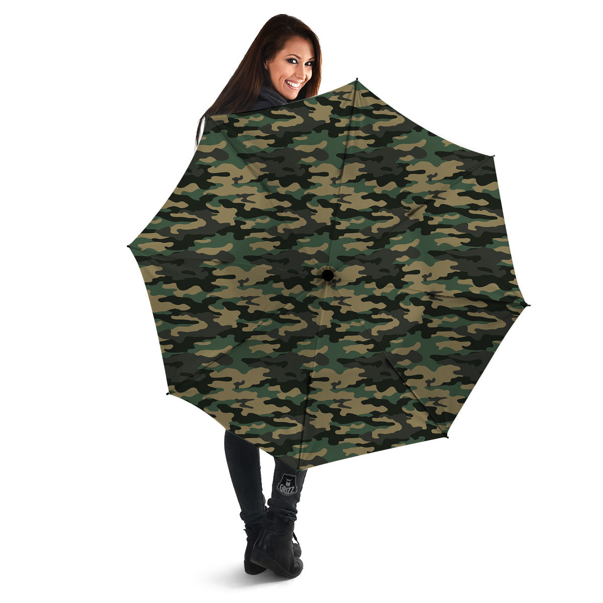 Camouflage Forest Green Print Umbrella-grizzshop