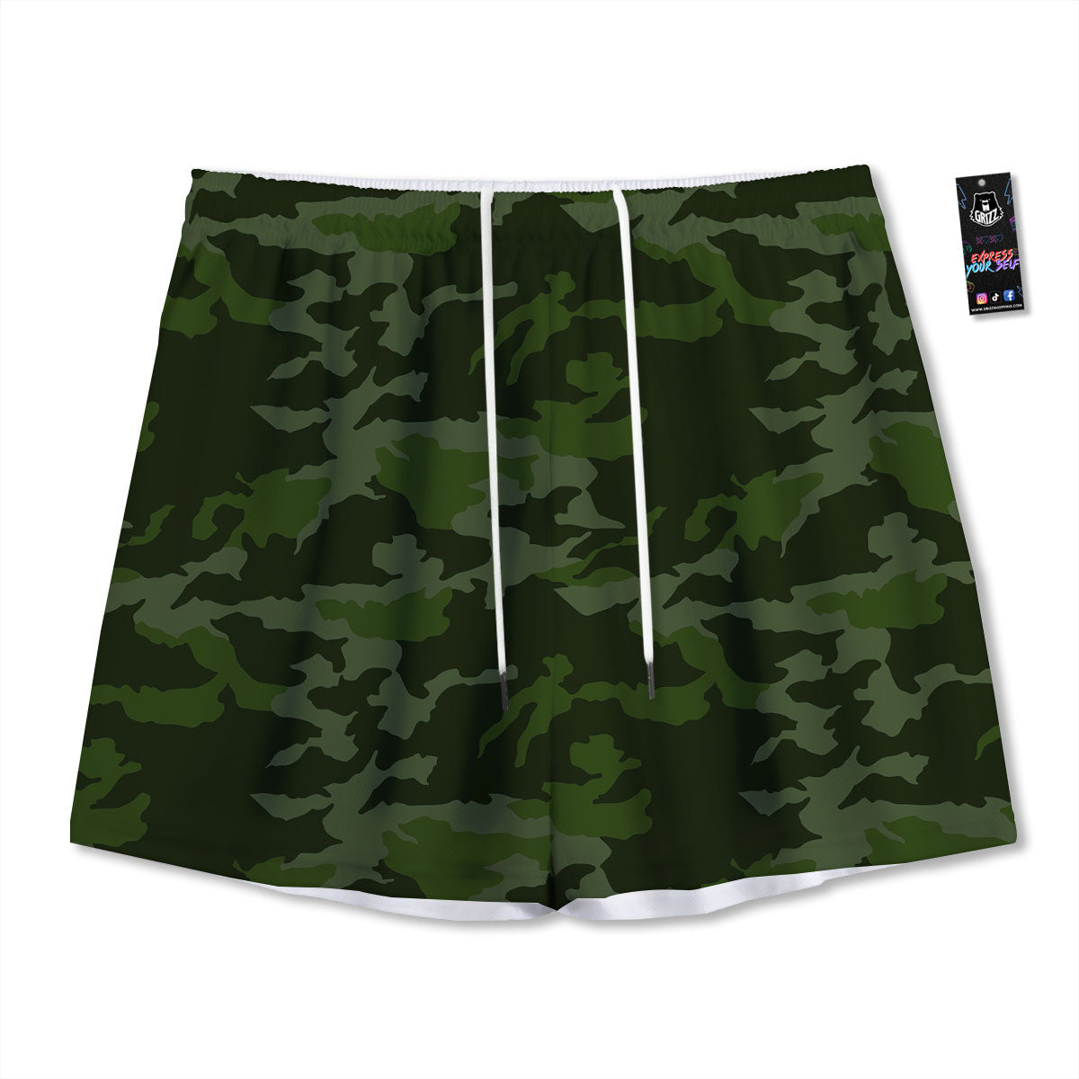 Daisy Tartan Green Print Pattern Mesh Shorts