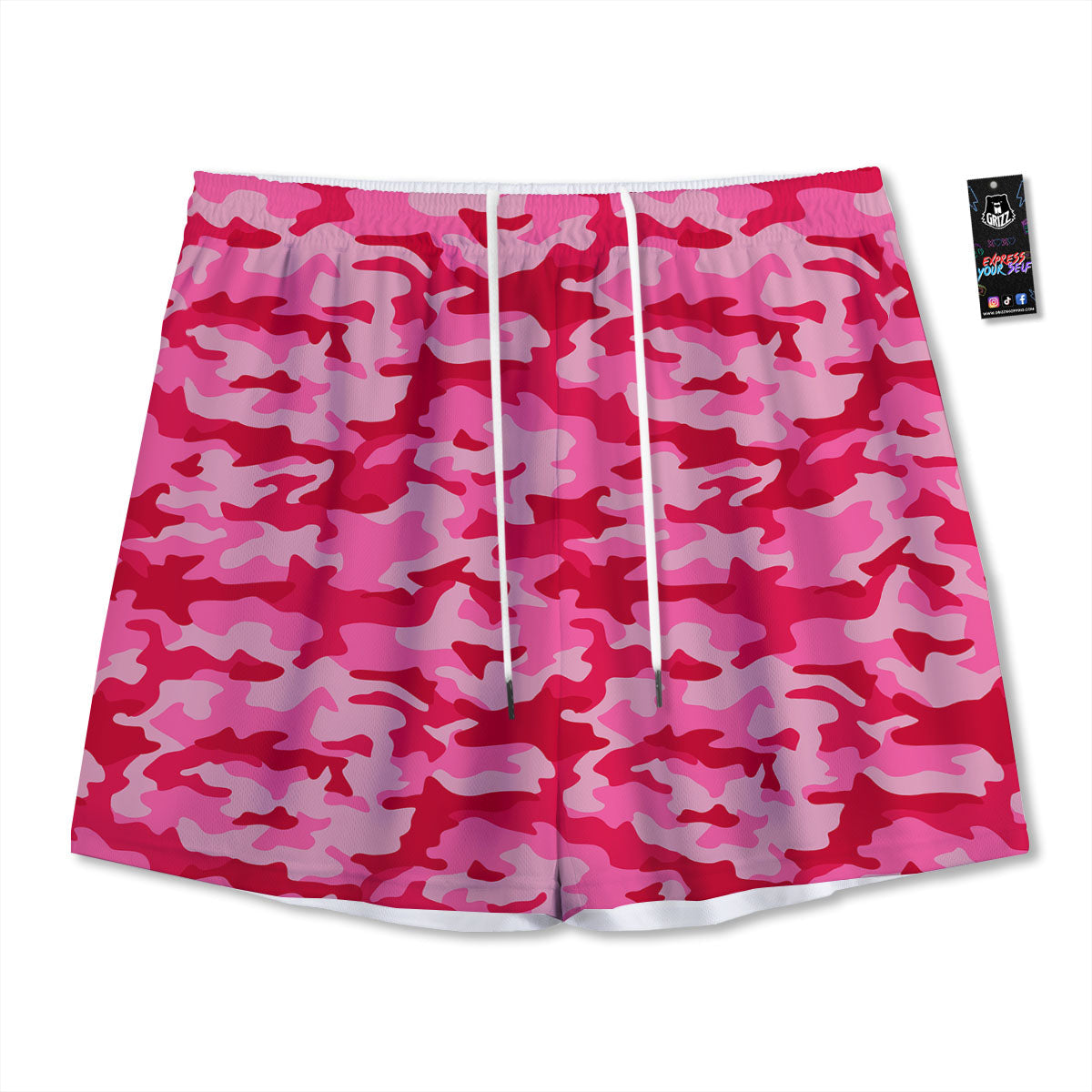 Camouflage Hot Pink Print Mesh Shorts