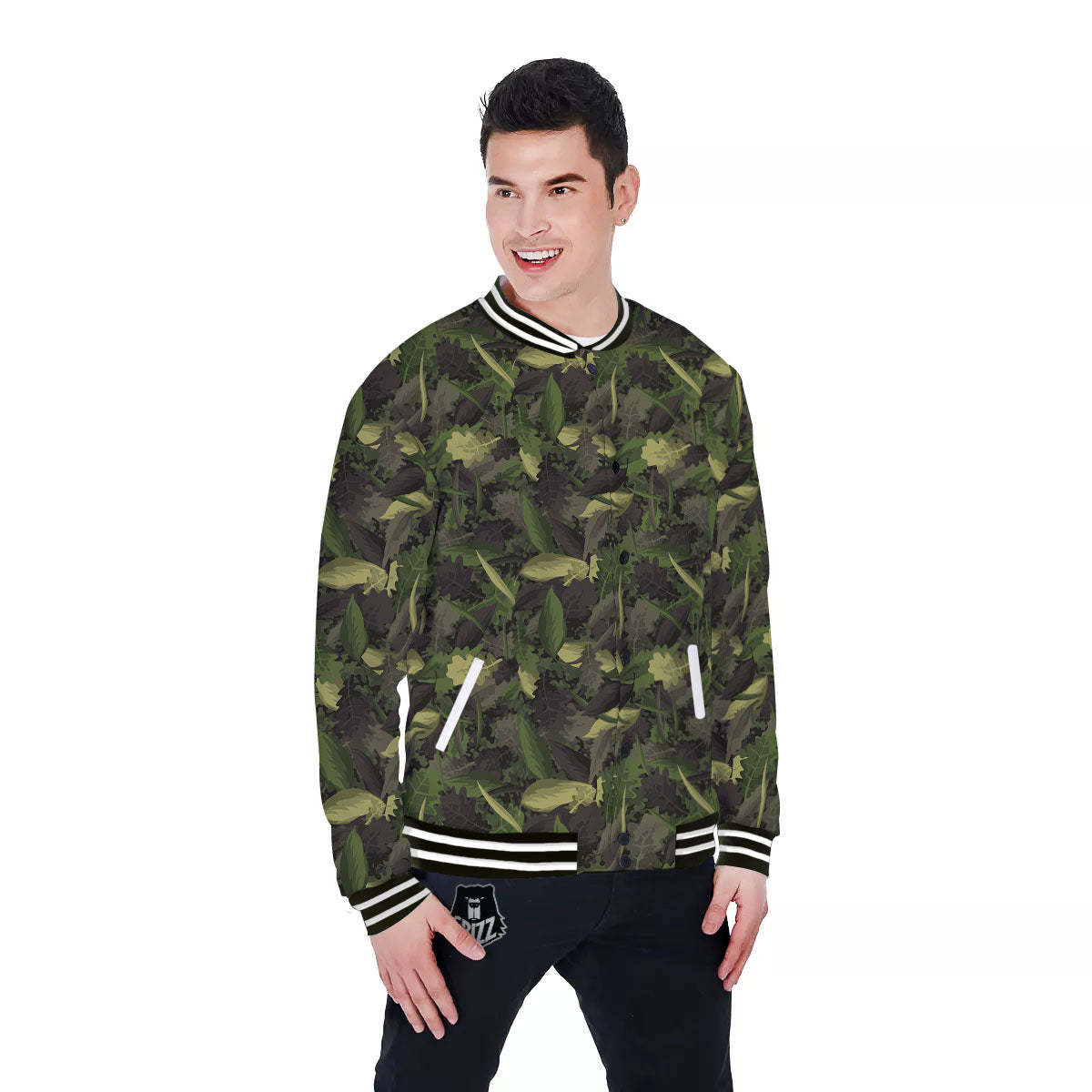 Camouflage Hunting Oak Tree Print Baseball Jacket-grizzshop