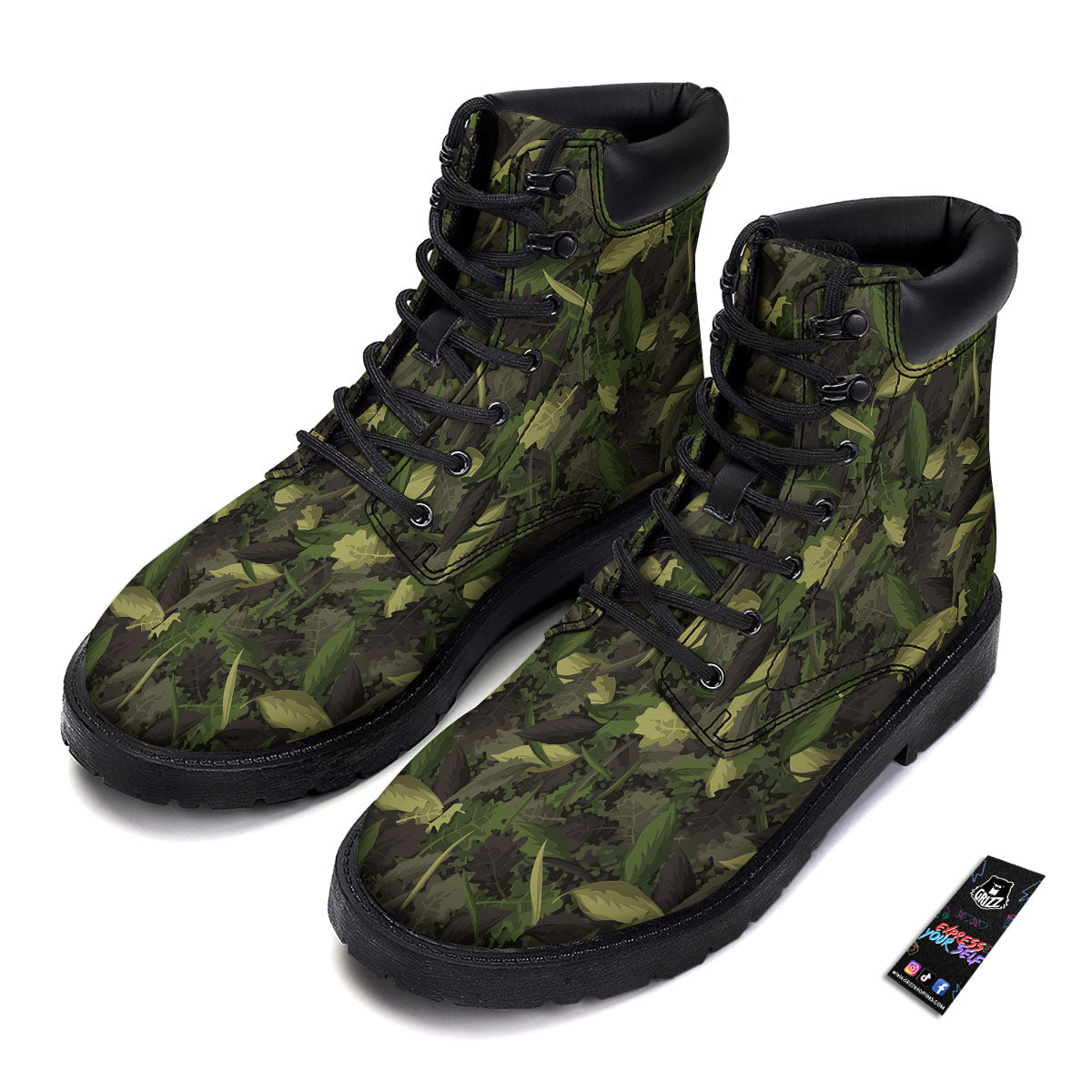 Camouflage Hunting Oak Tree Print Boots-grizzshop