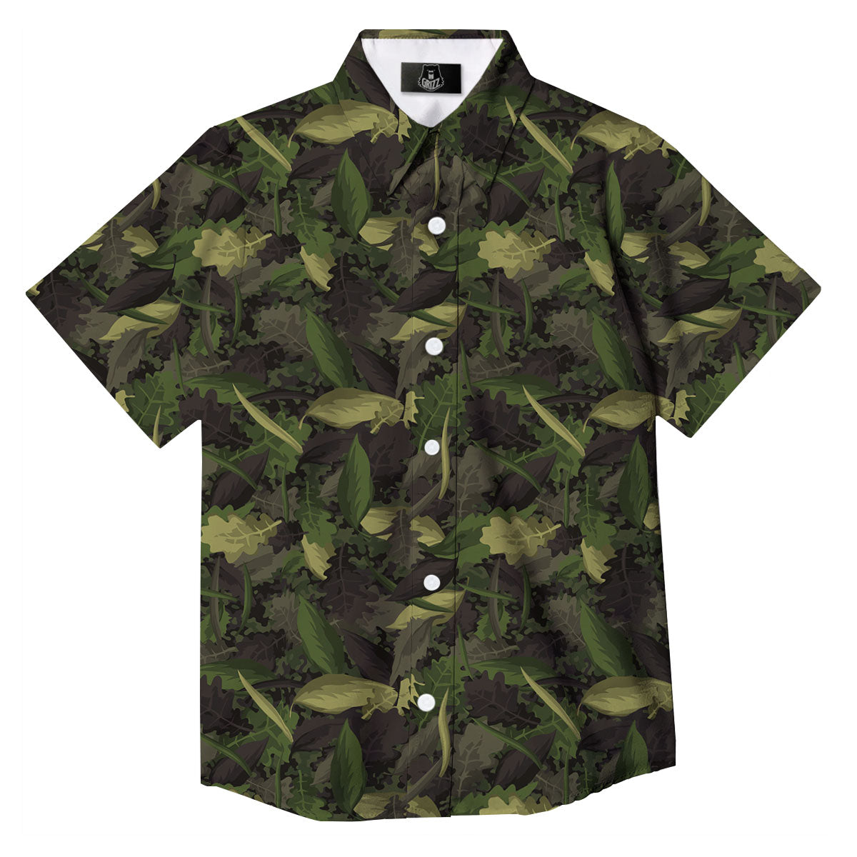 Camouflage Hunting Oak Tree Print Button Up Shirt-grizzshop