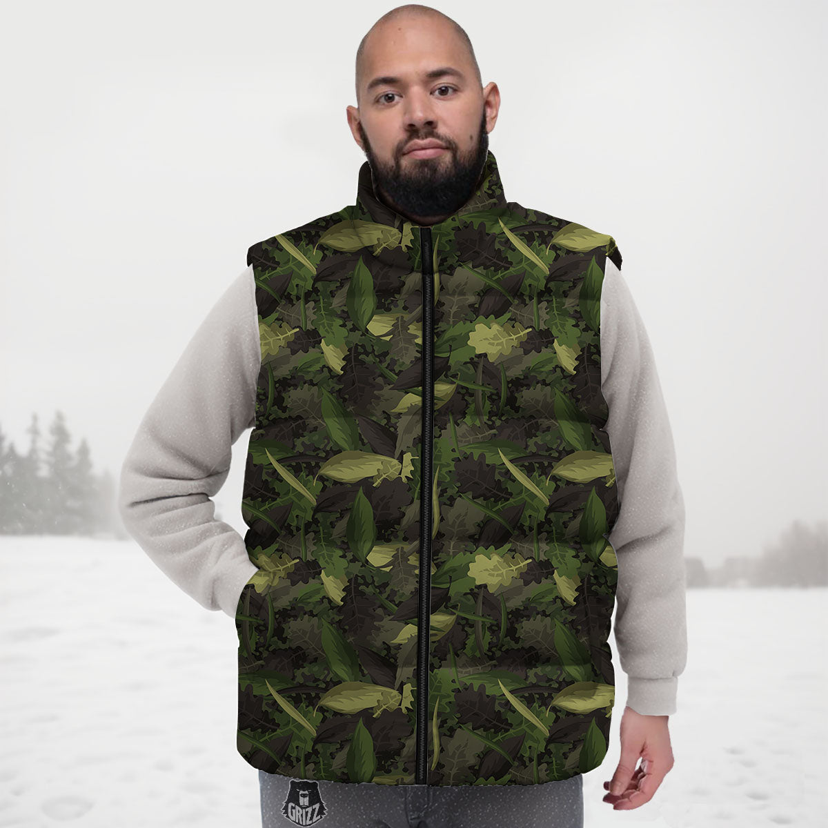 Camouflage Hunting Oak Tree Print Down Vest