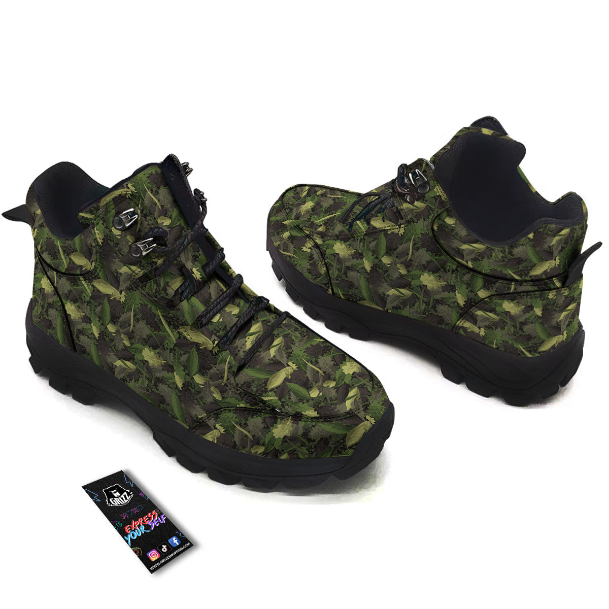 Camouflage Hunting Oak Tree Print Hiking Shoes-grizzshop