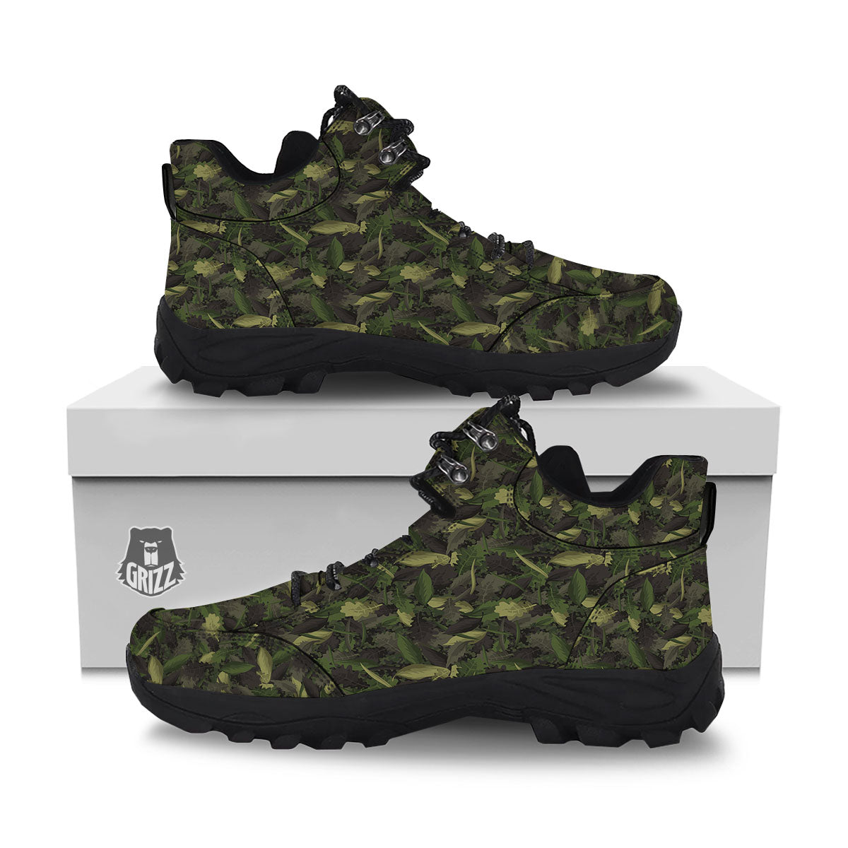 Camouflage Hunting Oak Tree Print Hiking Shoes-grizzshop