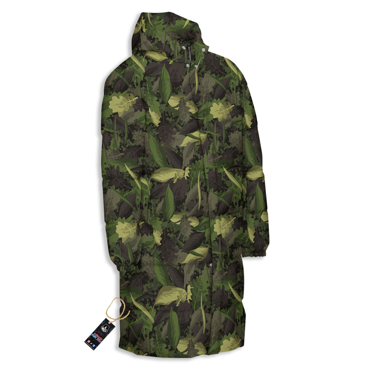 Camouflage Hunting Oak Tree Print Long Down Jacket-grizzshop