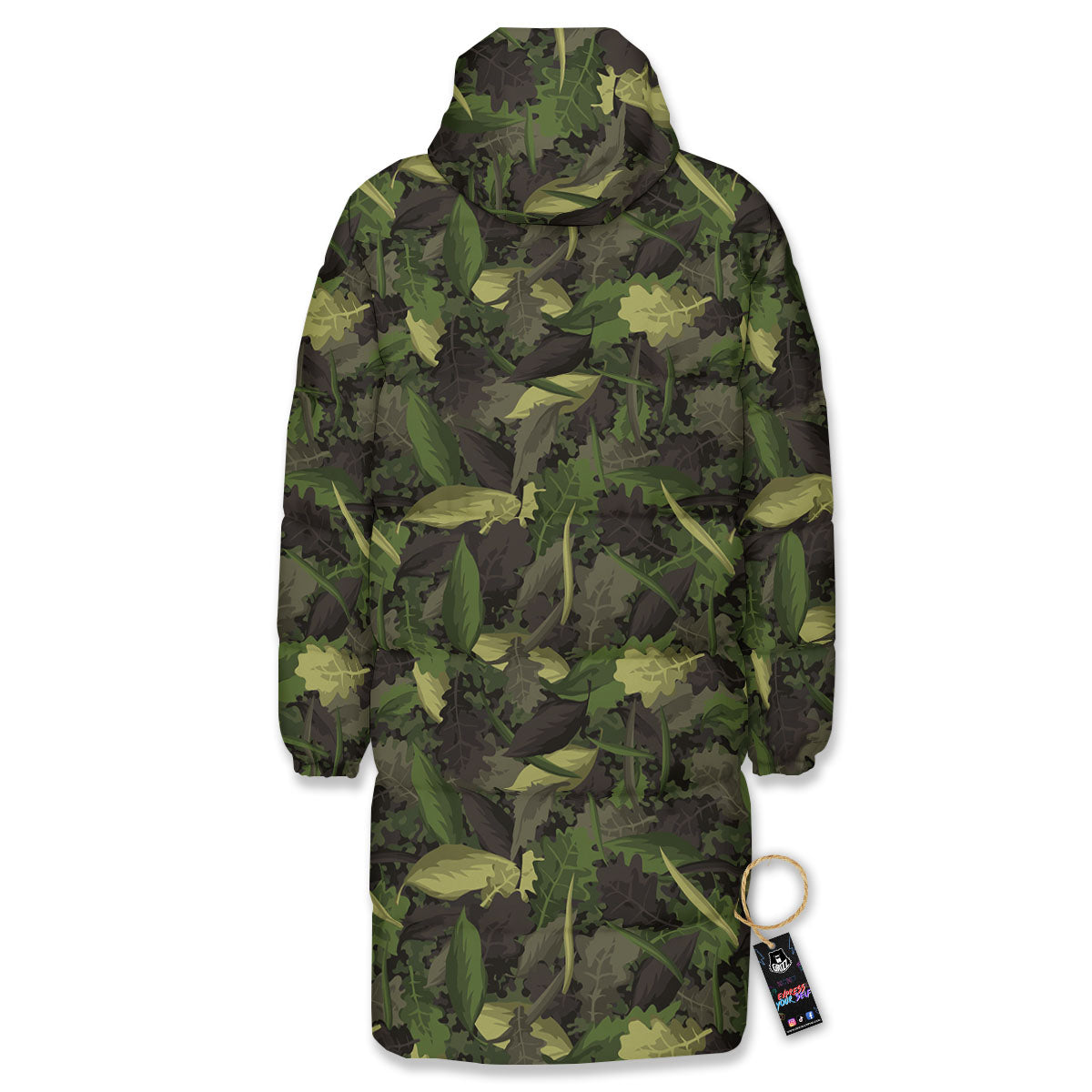 Camouflage Hunting Oak Tree Print Long Down Jacket-grizzshop