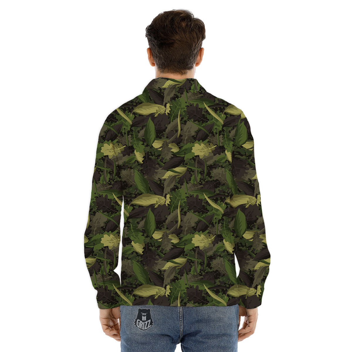 Camouflage Hunting Oak Tree Print Men's Dress Shirts-grizzshop