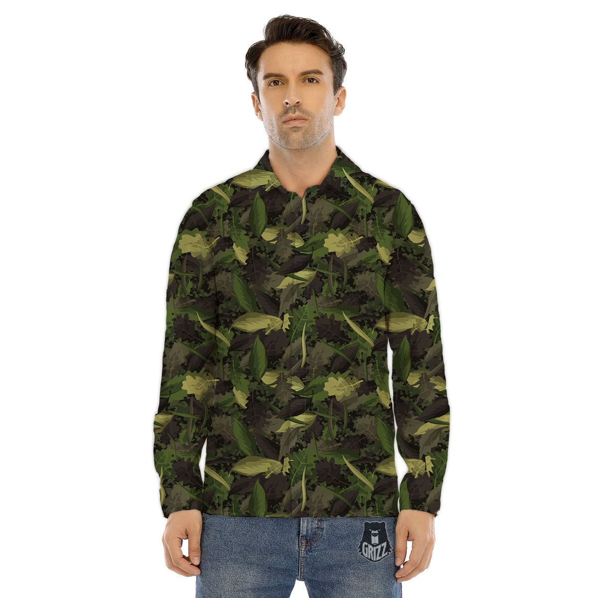 Camouflage Hunting Oak Tree Print Men's Dress Shirts-grizzshop