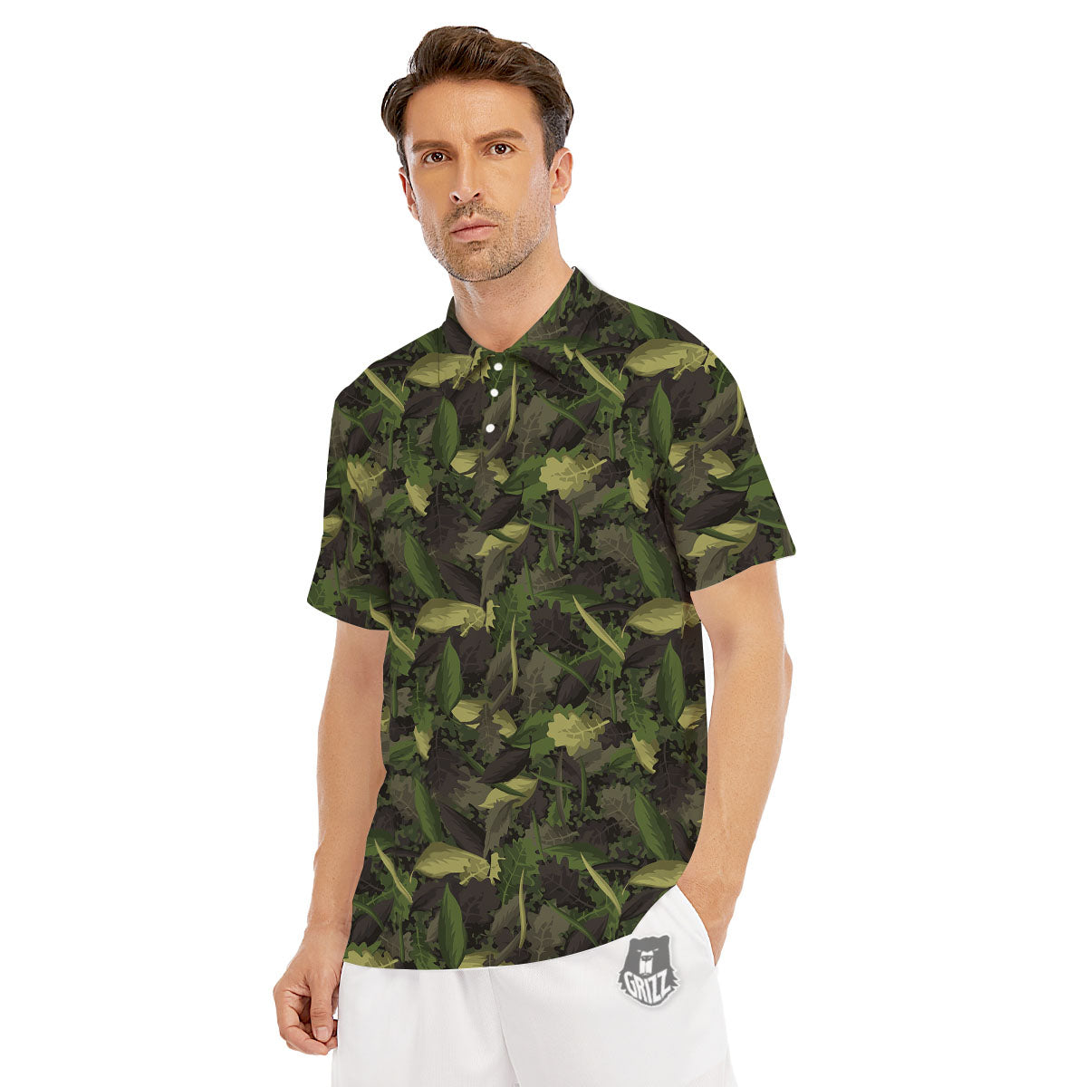 Camouflage Hunting Oak Tree Print Men's Golf Shirts-grizzshop