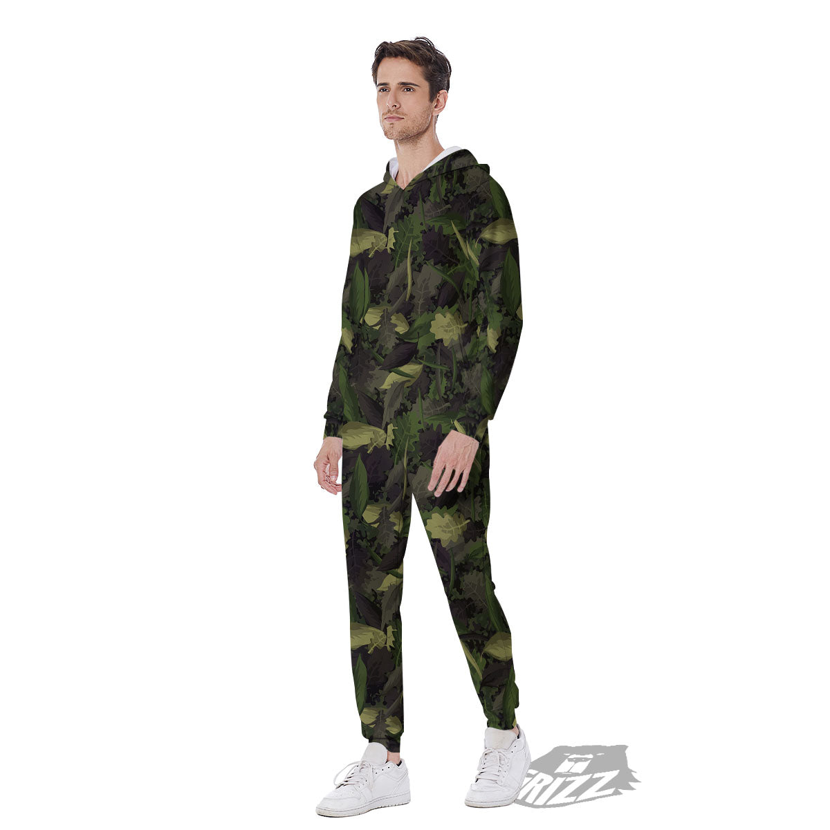Camouflage Hunting Oak Tree Print Men's Jumpsuit-grizzshop