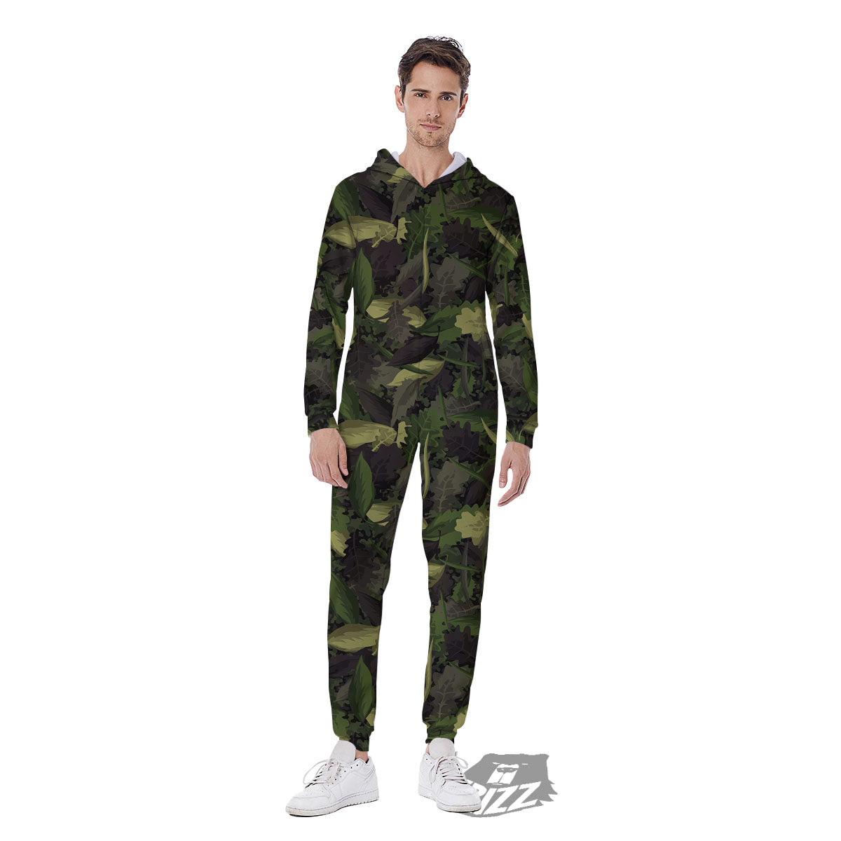 Camouflage Hunting Oak Tree Print Men's Jumpsuit-grizzshop