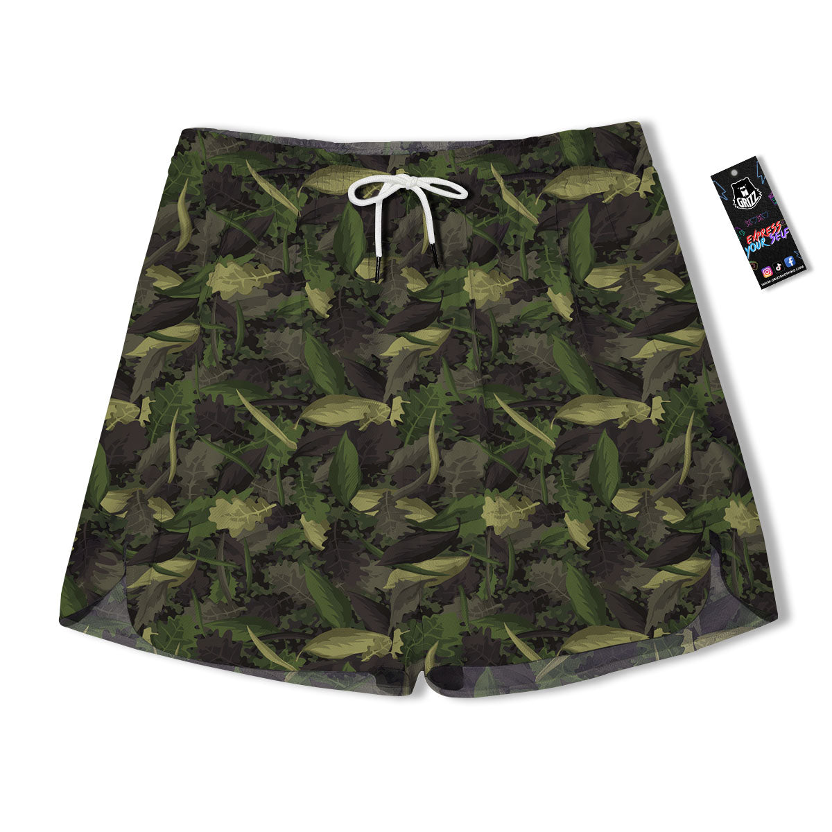 Camouflage Hunting Oak Tree Print Men's Running Shorts-grizzshop