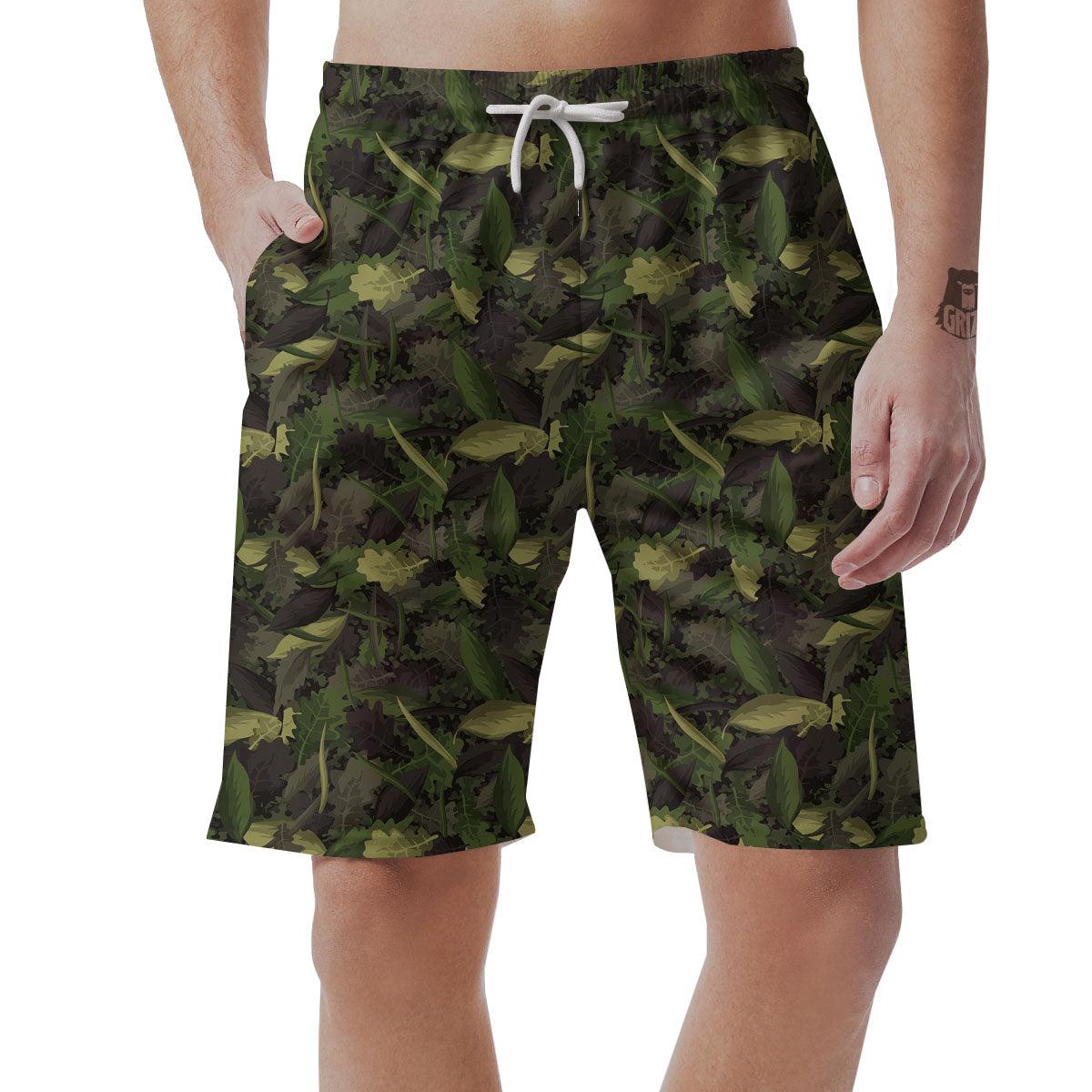Camouflage Hunting Oak Tree Print Men's Shorts-grizzshop