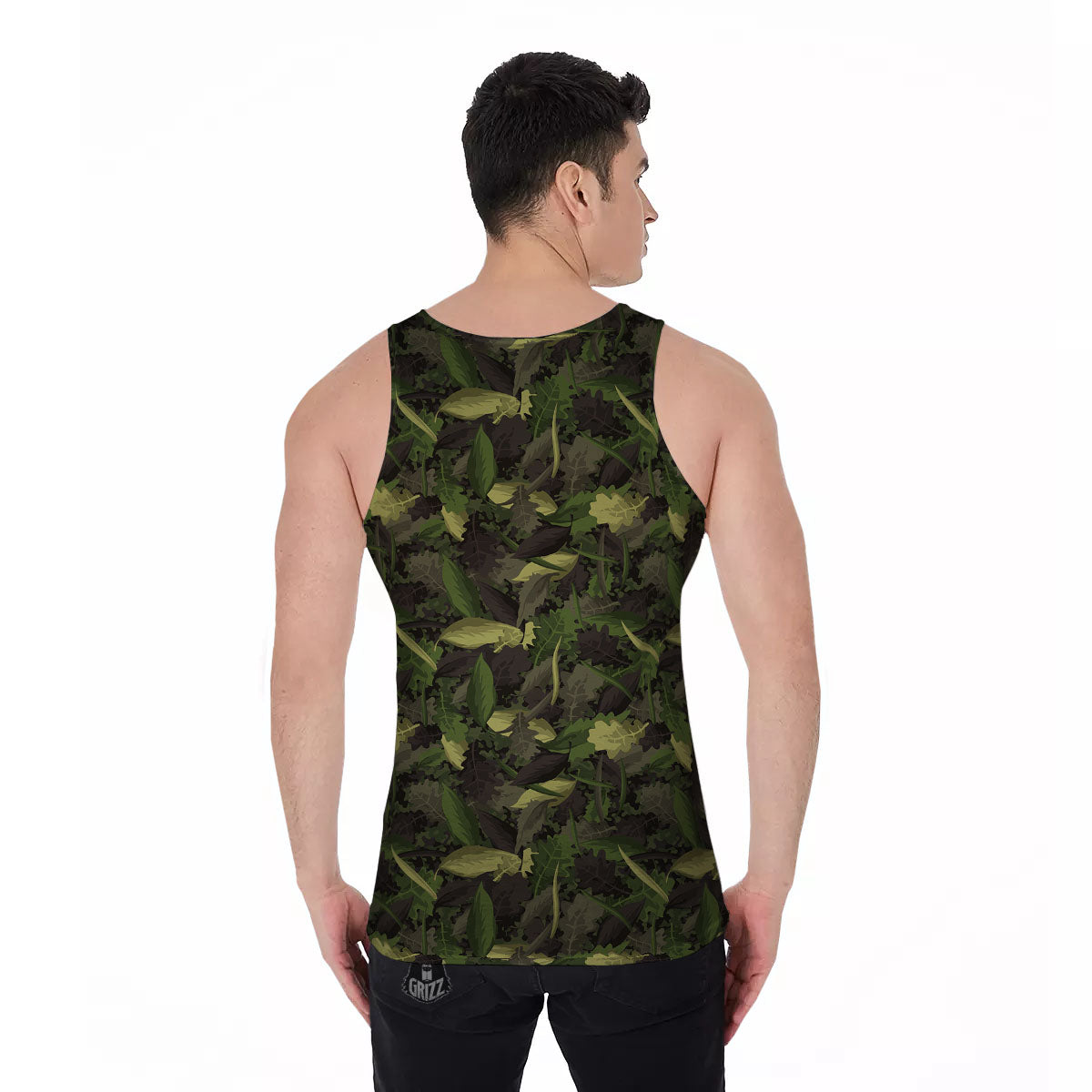 Camouflage Hunting Oak Tree Print Men's Tank Top-grizzshop
