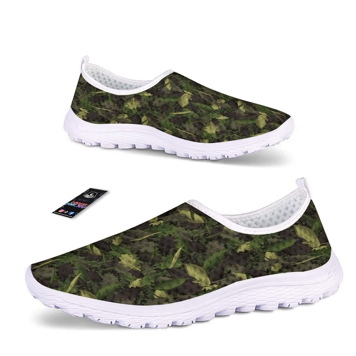 Camouflage Hunting Oak Tree Print Nurse Shoes-grizzshop