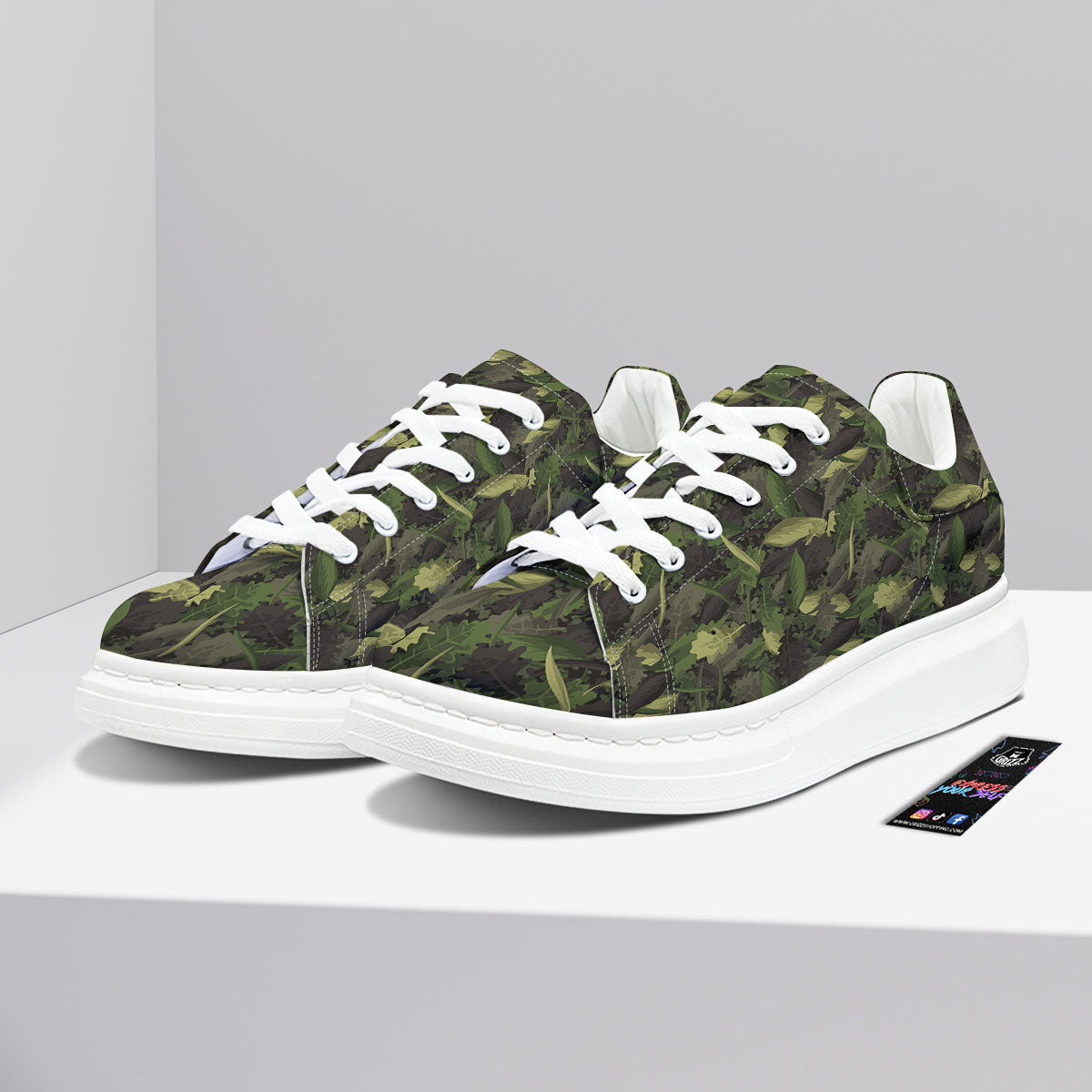 Camouflage Hunting Oak Tree Print Platform Shoes-grizzshop
