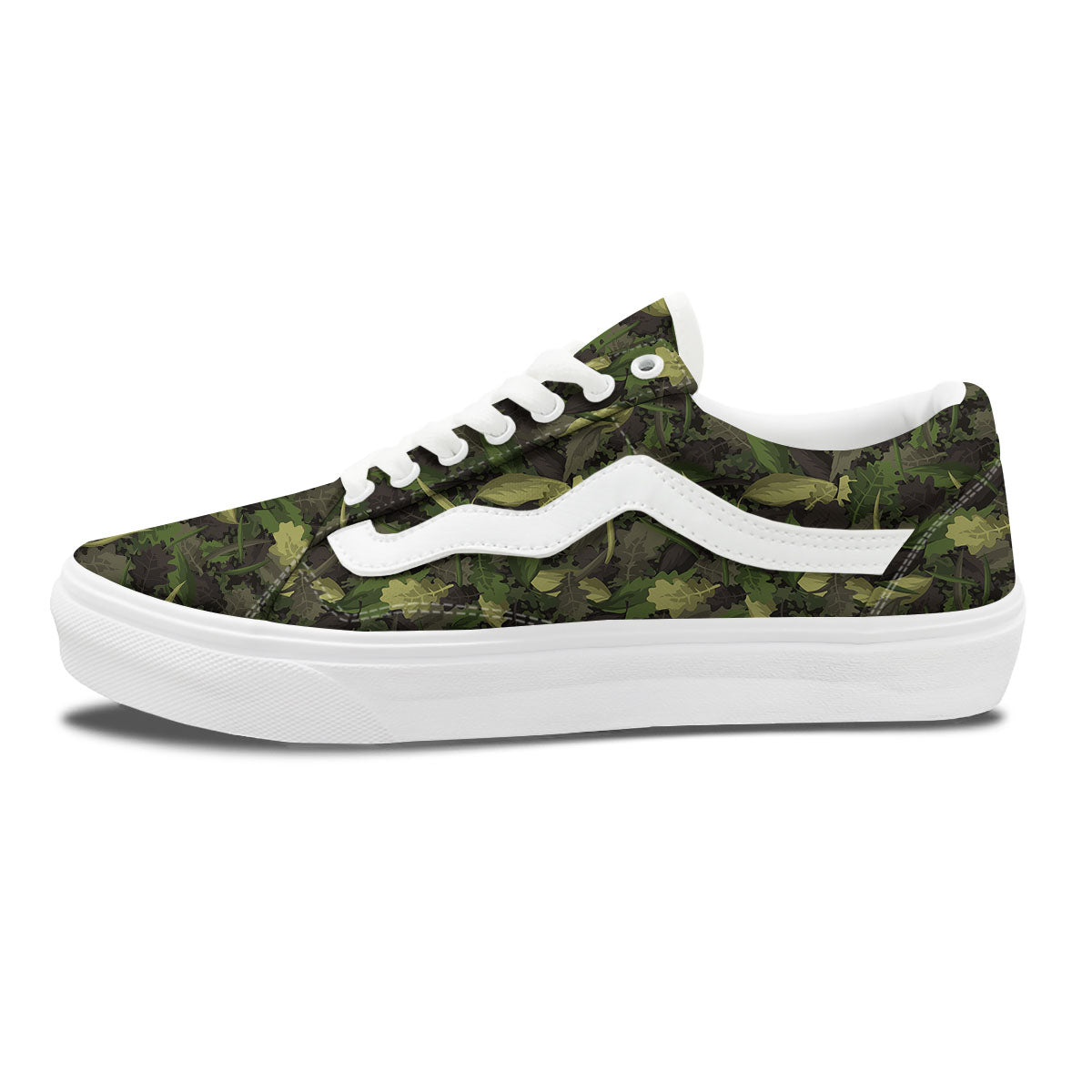 Camouflage Hunting Oak Tree Print Skate Shoes-grizzshop