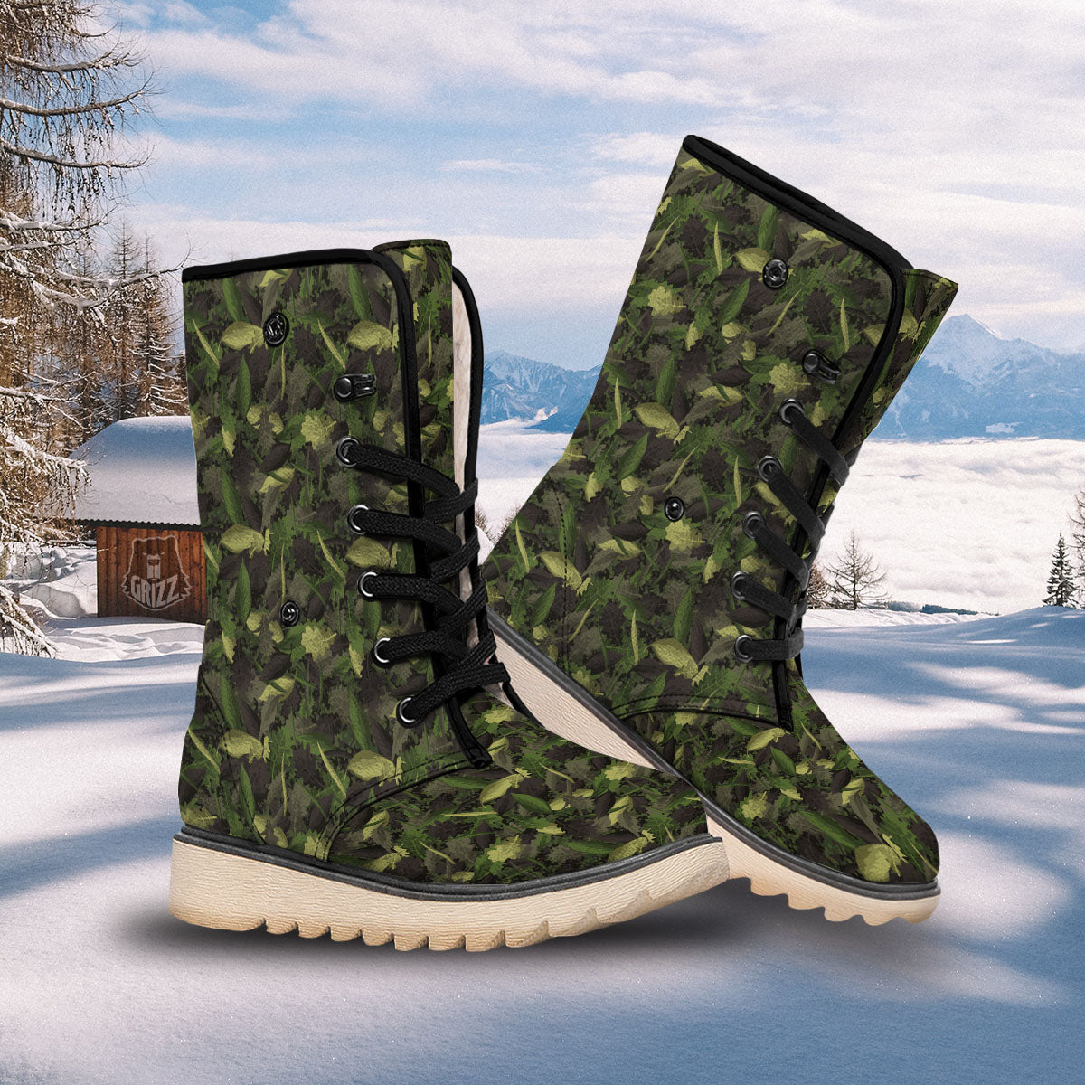 Camouflage Hunting Oak Tree Print Snow Boots-grizzshop