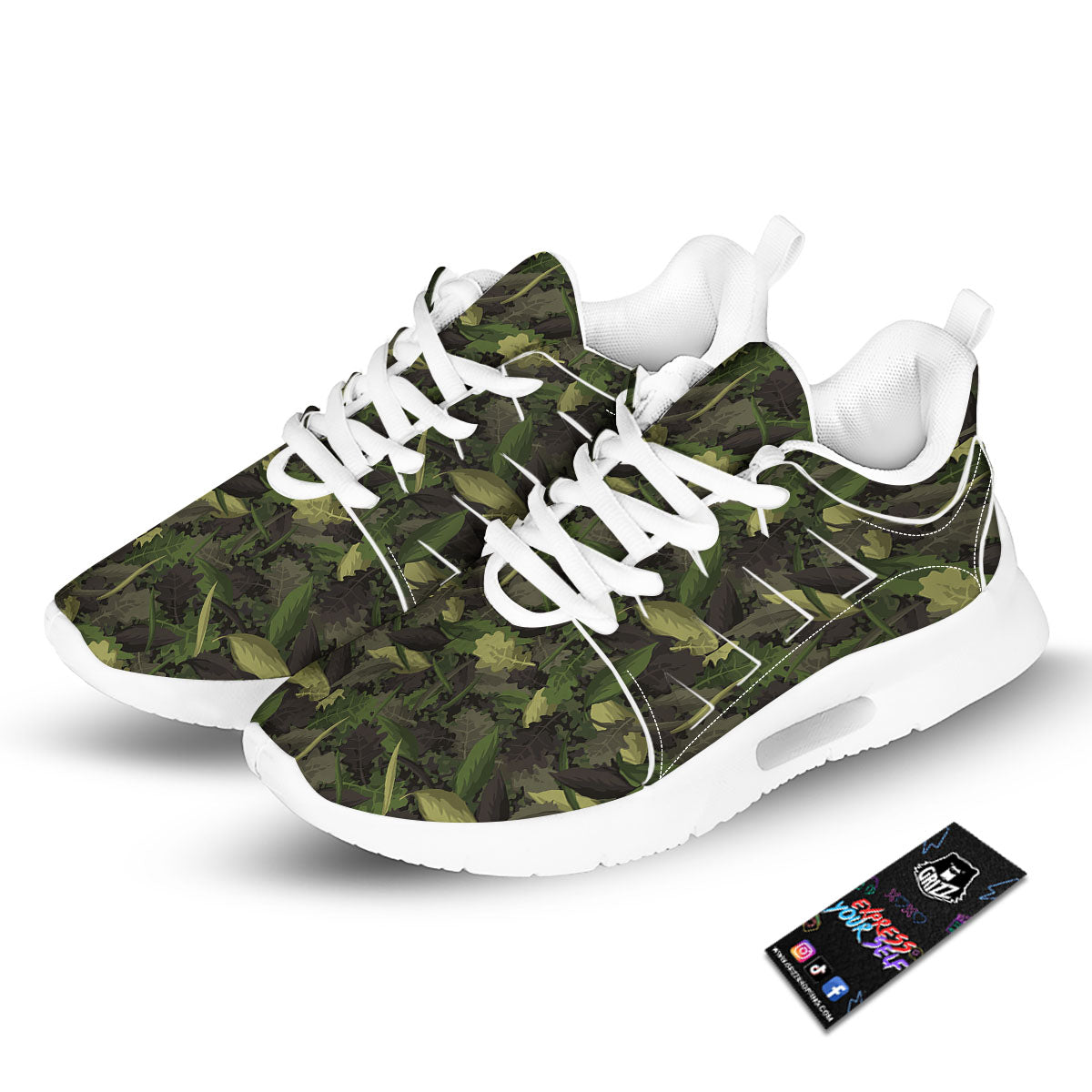 Camouflage Hunting Oak Tree Print Tennis Shoes-grizzshop