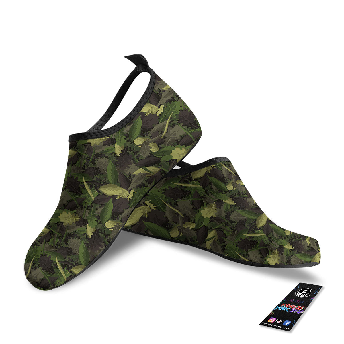Camouflage Hunting Oak Tree Print Water Shoes-grizzshop